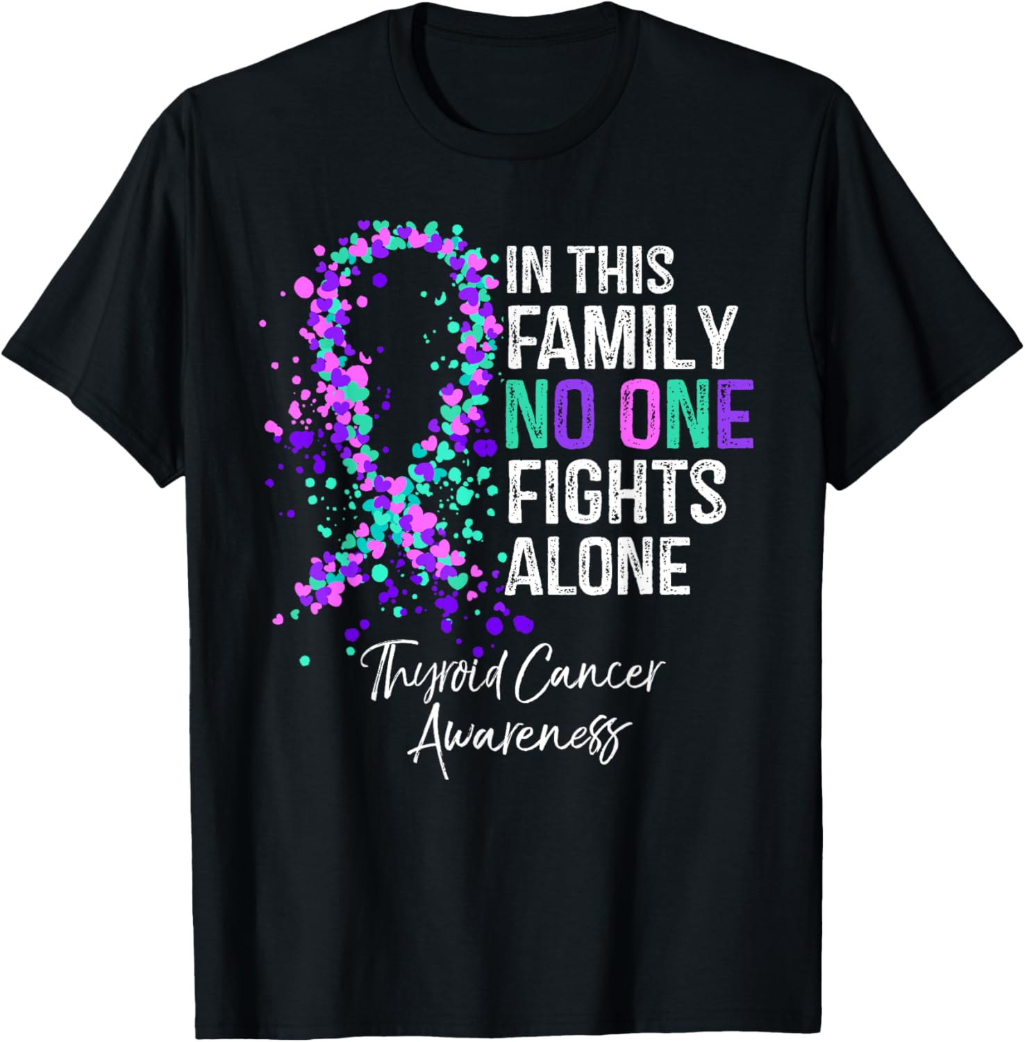 In This Family No One Fights Alone Shirt Thyroid Cancer T-Shirt